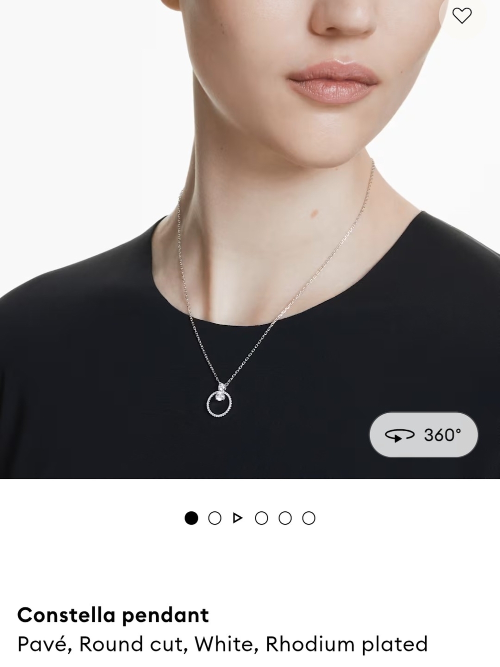 Swarovski Silver-Tone Round Crystal Halo Pendant Necklace